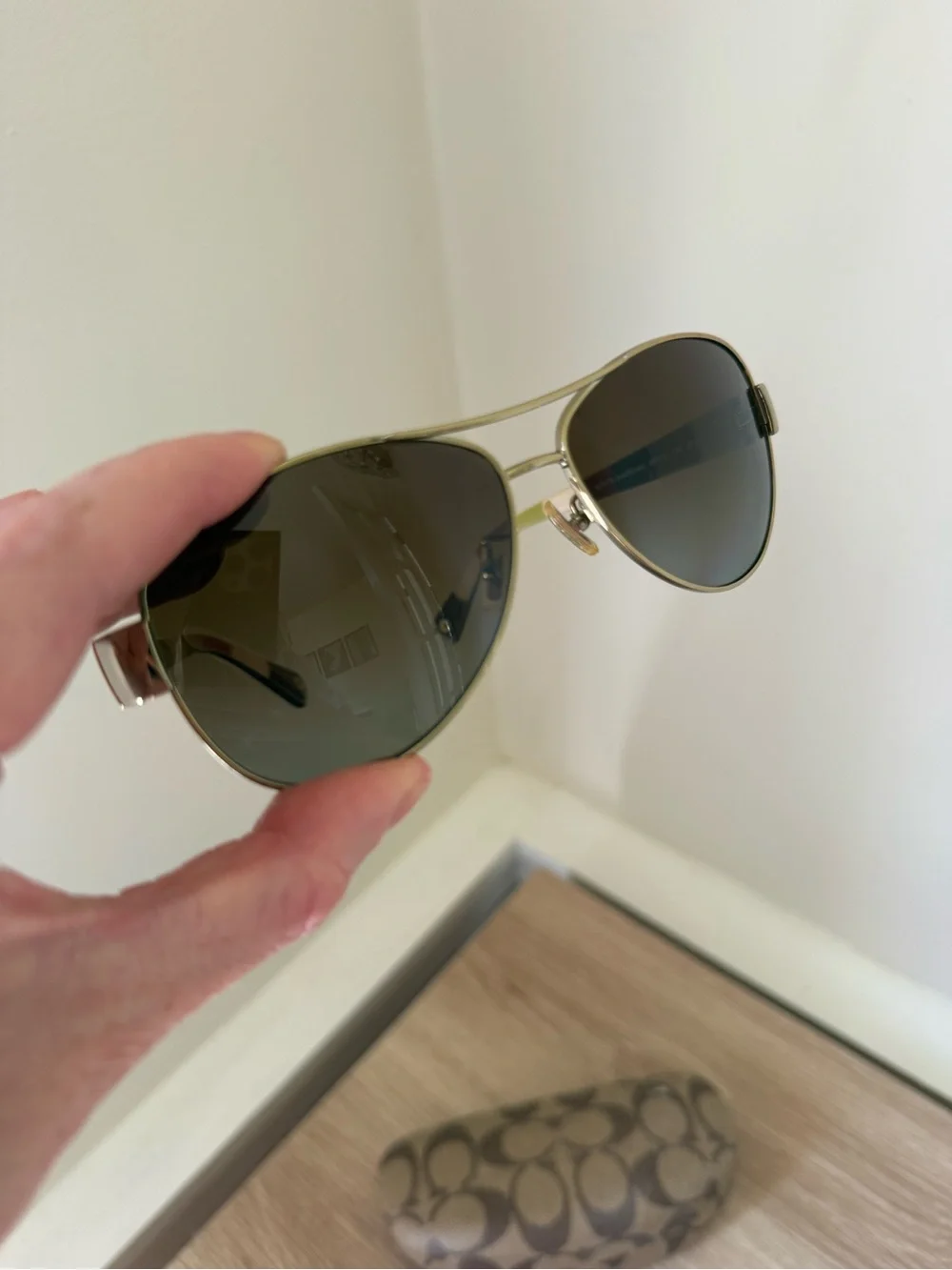 Aviator Sunglasses with Brown Lenses and Gold Frame